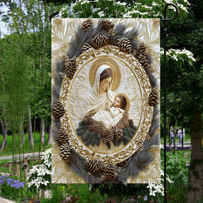 Garden Flag 12" x 18" - Mother’s Embrace Mary & Jesus