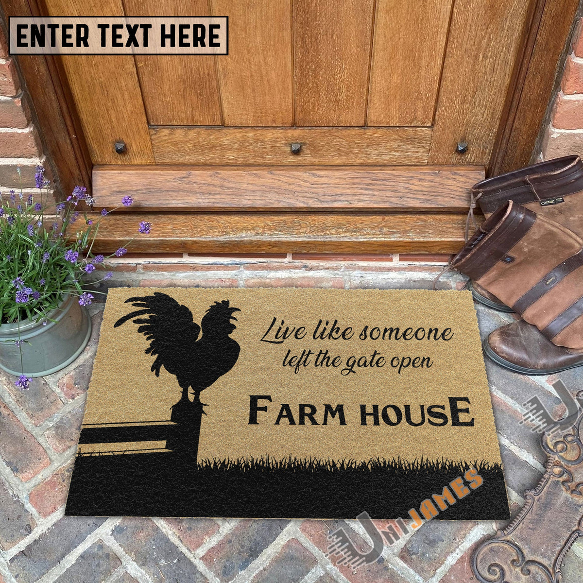 Chicken Custom Farm Name Live Like Someone Left The Gate Open Coir Doormat