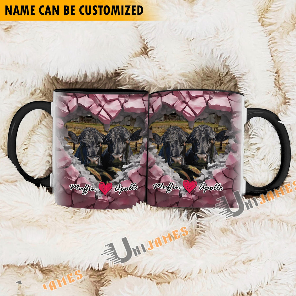 Black Angus Couple Personalized Name Two Tone Mug