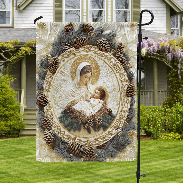 Garden Flag 12" x 18" - Mother’s Embrace Mary & Jesus