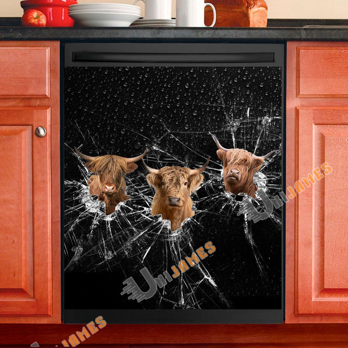 Highland Broken Glasses Dishwasher Door Cover