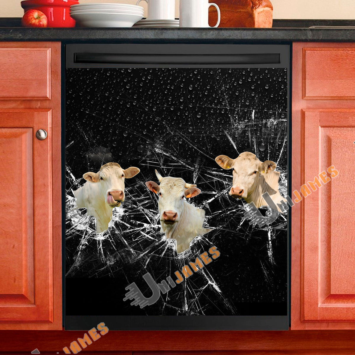Charolais Broken Glasses Dishwasher Door Cover