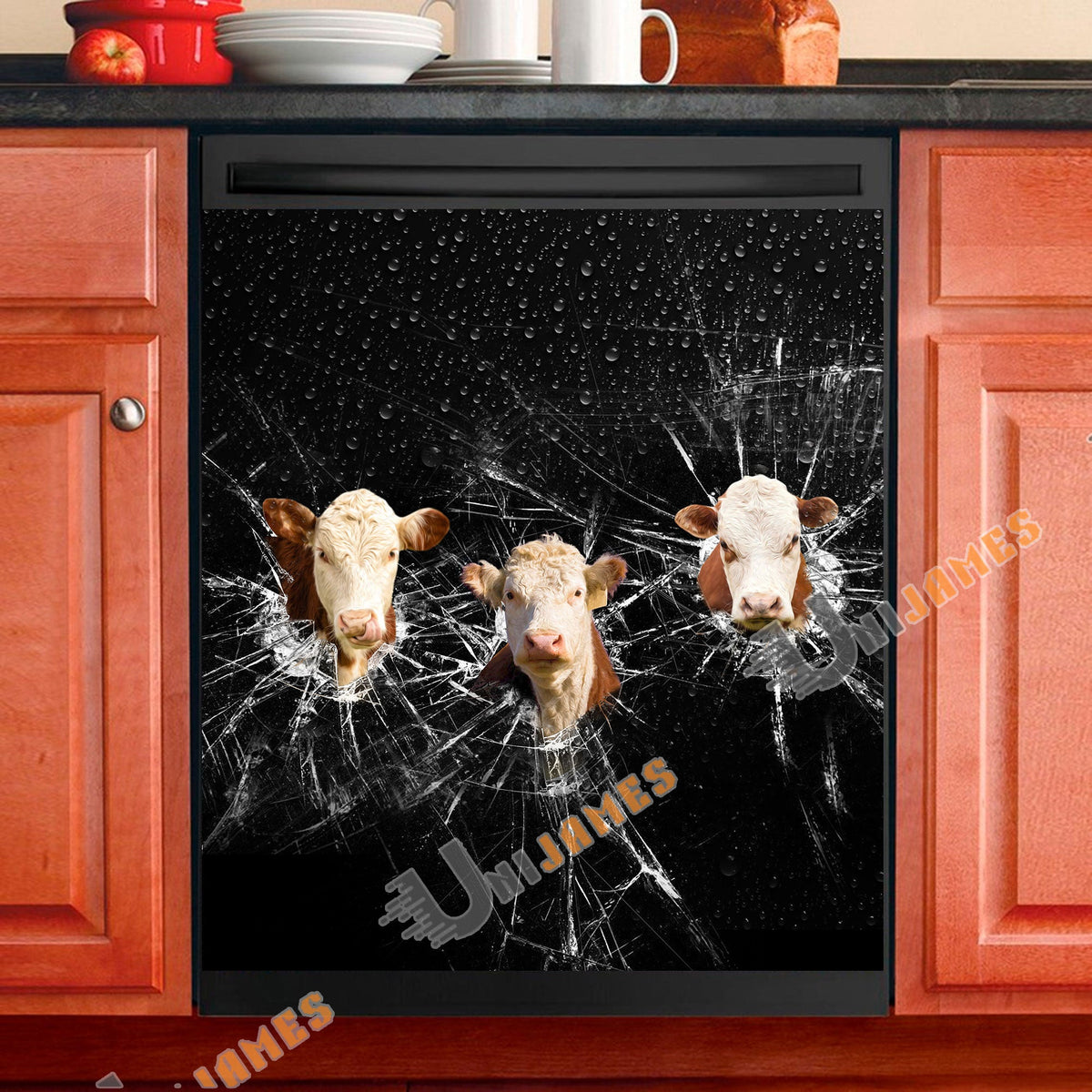 Hereford Broken Glasses Dishwasher Door Cover