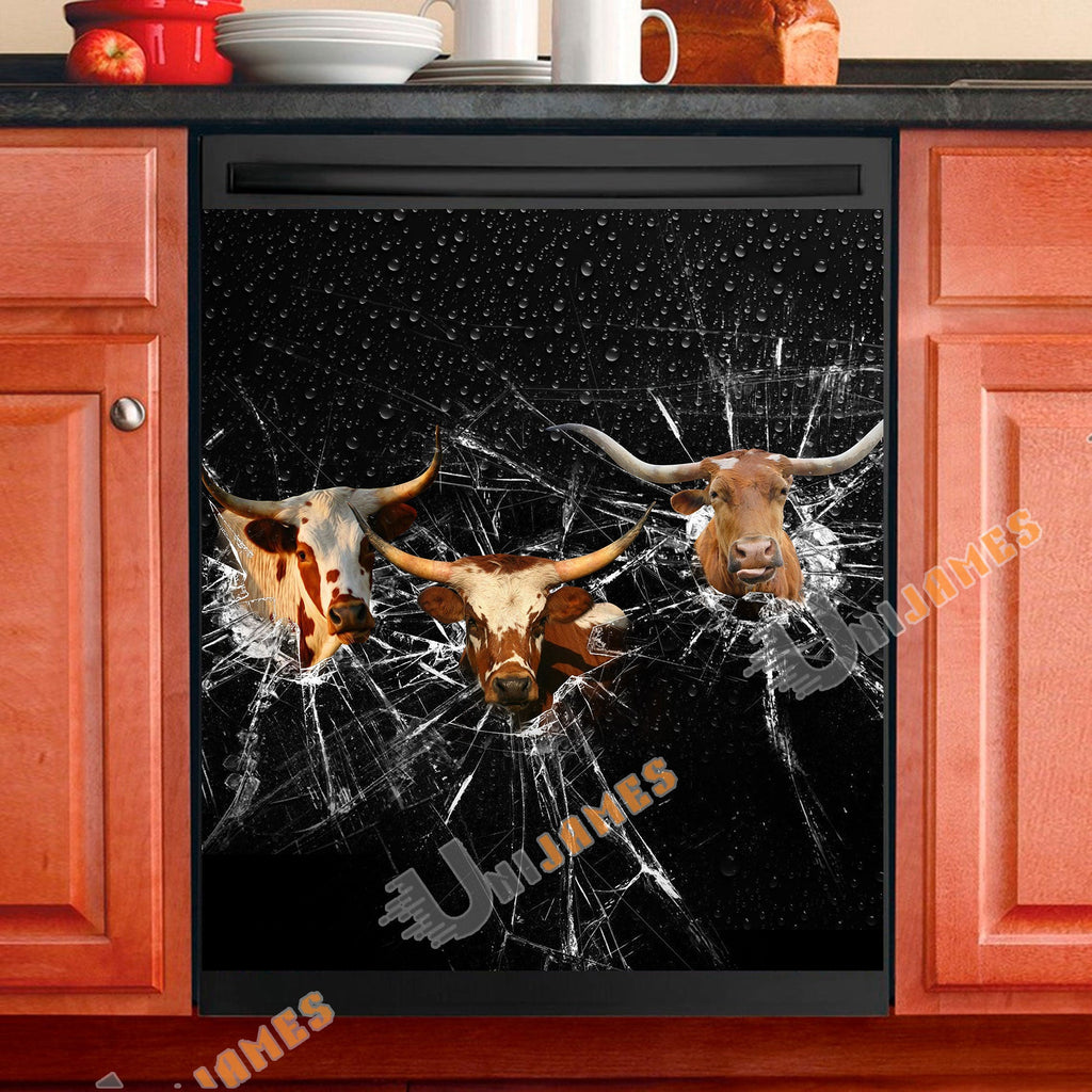 Texas Longhorn Broken Glasses Dishwasher Door Cover
