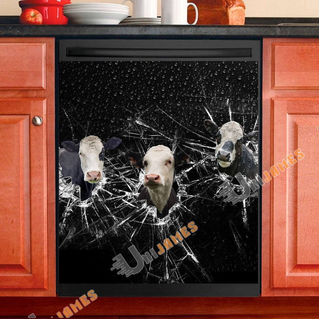 Black Baldy Broken Glasses Dishwasher Door Cover