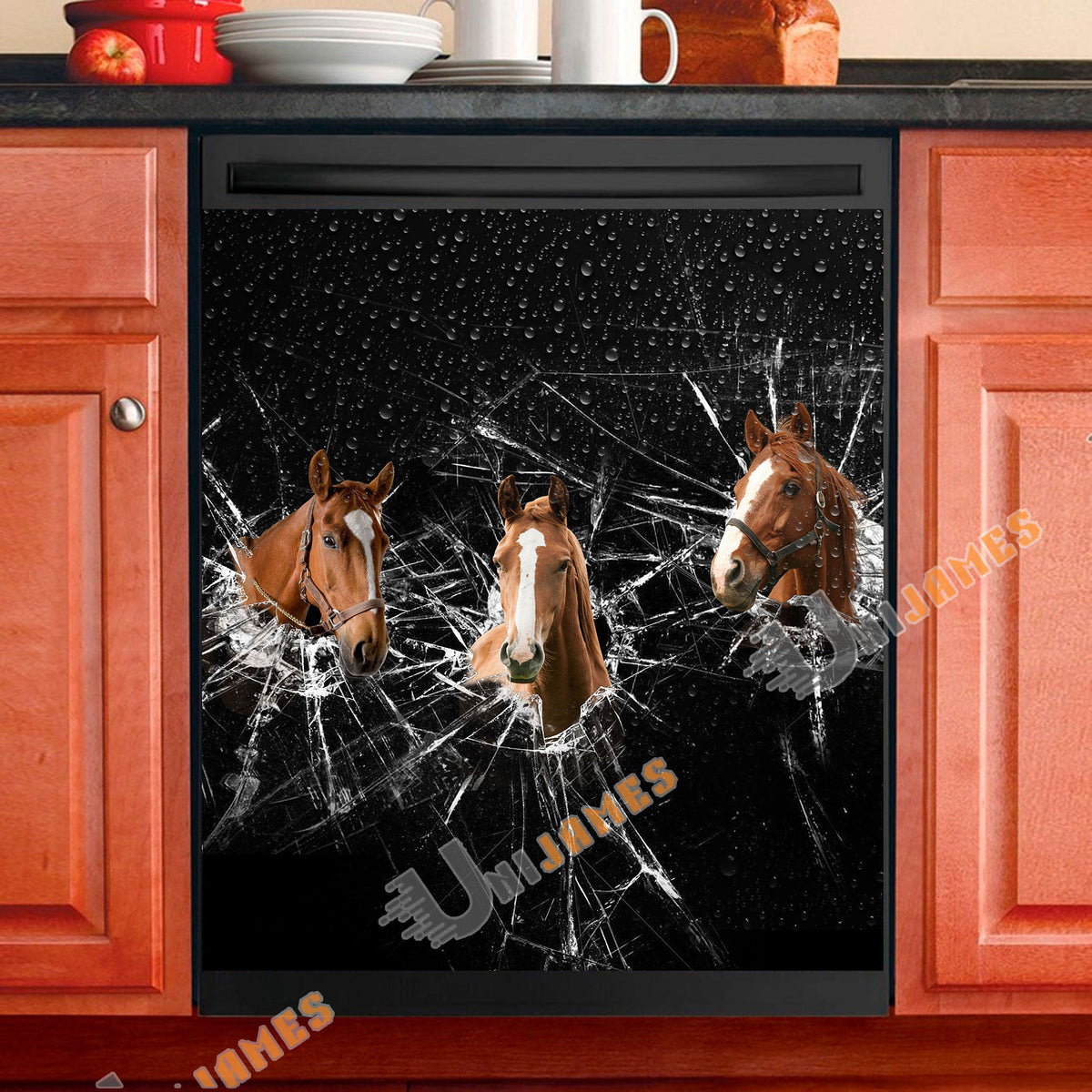 Horse Broken Glasses Dishwasher Door Cover