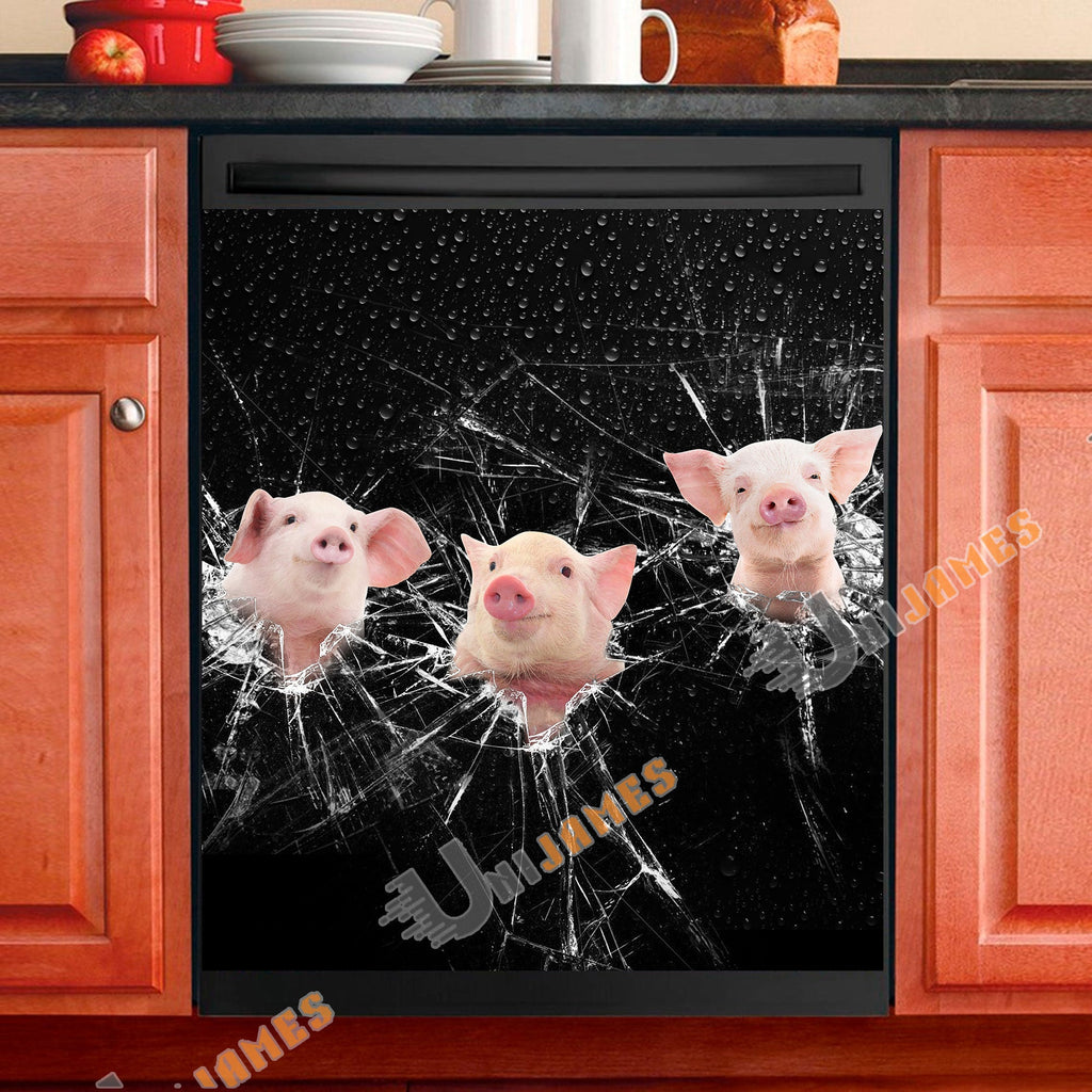 Pig Broken Glasses Dishwasher Door Cover
