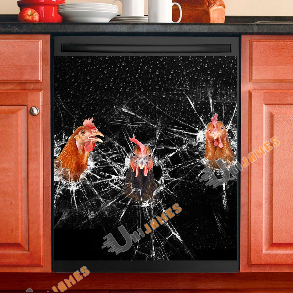 Chicken Broken Glasses Dishwasher Door Cover