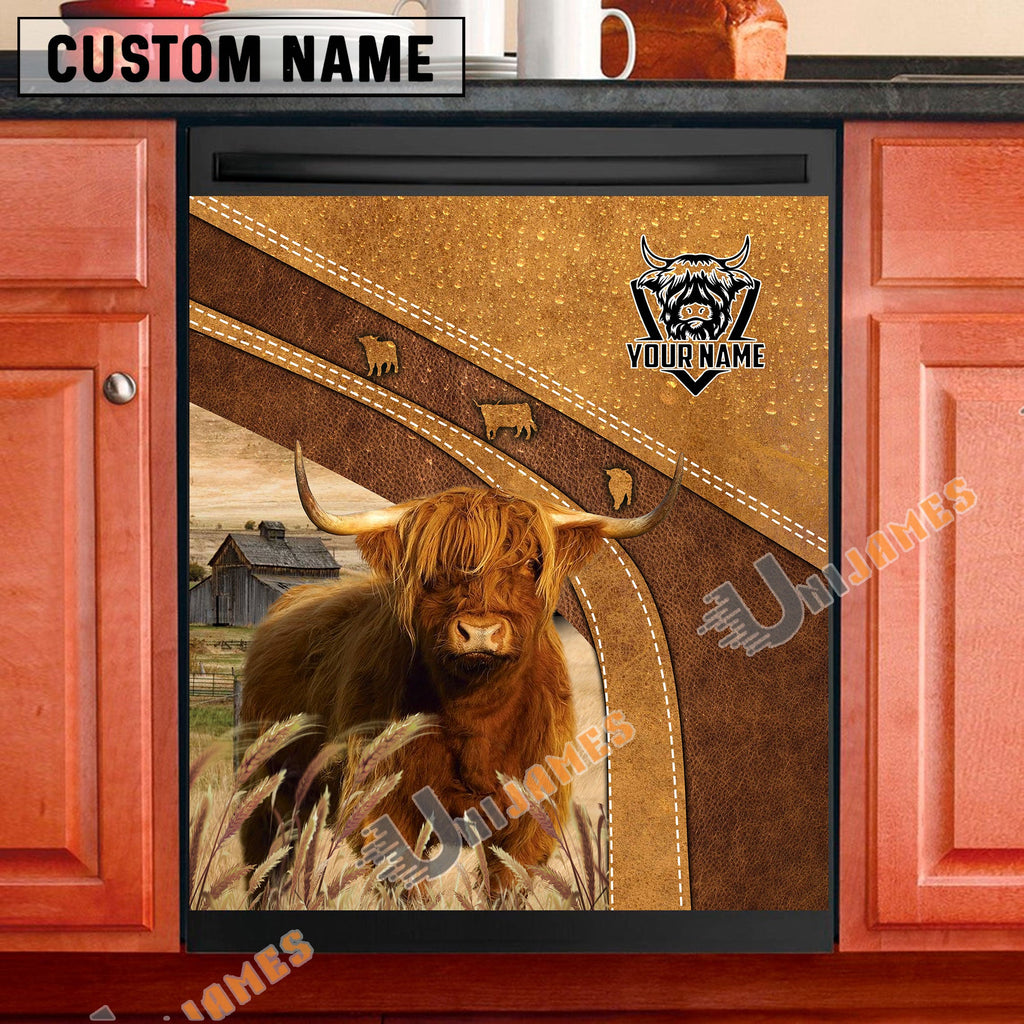 Highland Brown Custom Name Dishwasher Door Cover