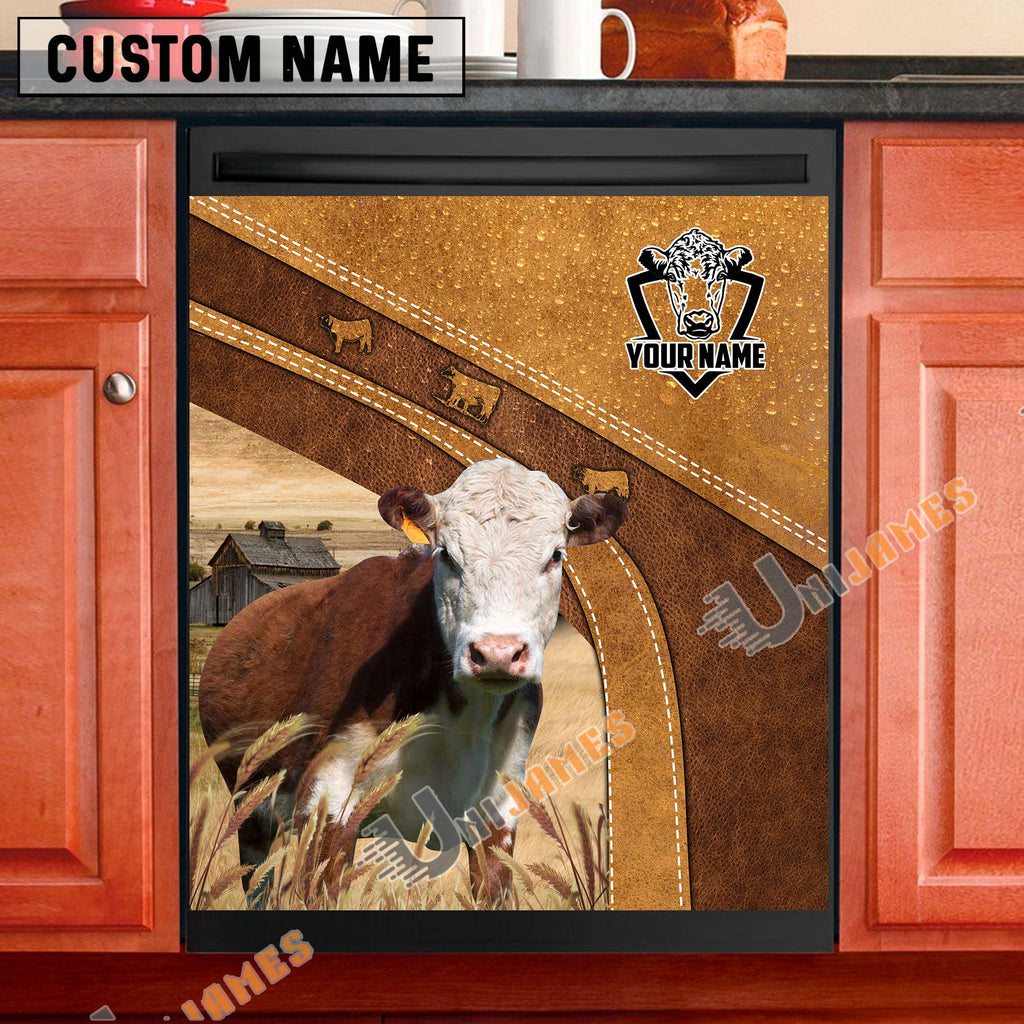 Hereford Brown Custom Name Dishwasher Door Cover