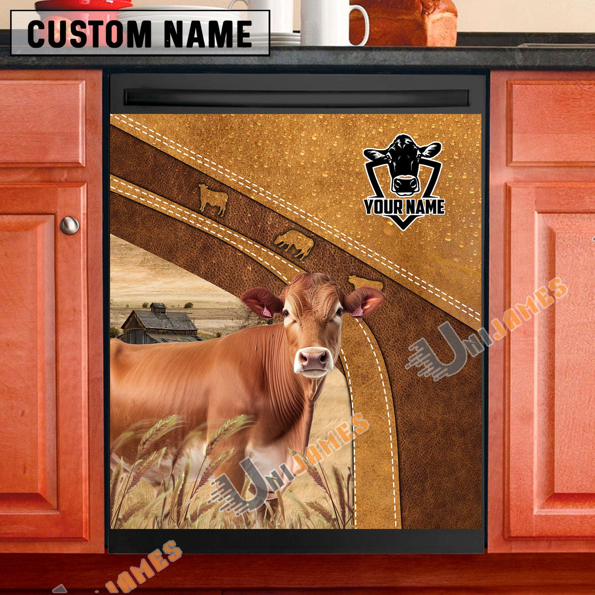 Brahman Brown Custom Name Dishwasher Door Cover
