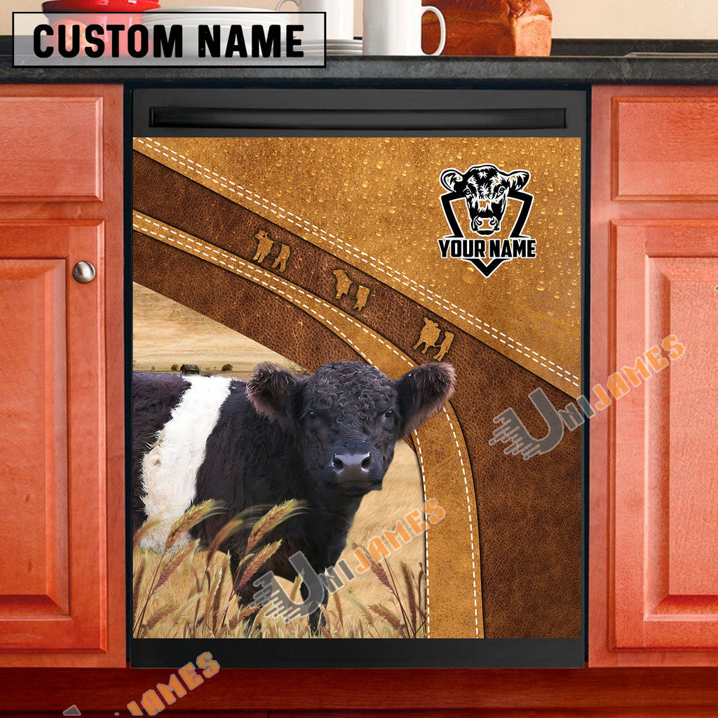 Belted Galloway Brown Custom Name Dishwasher Door Cover