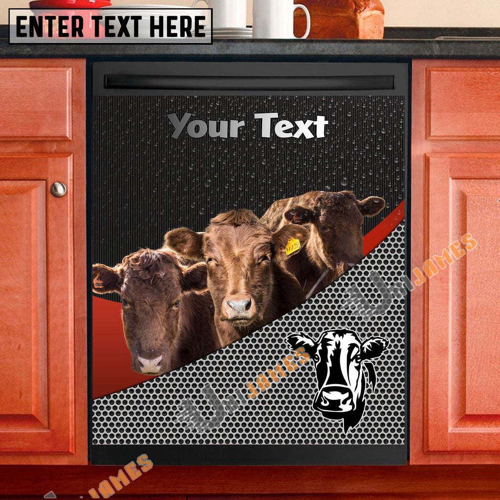 Dexter Cattle Metal Pattern Custom Name Dishwasher Door Cover
