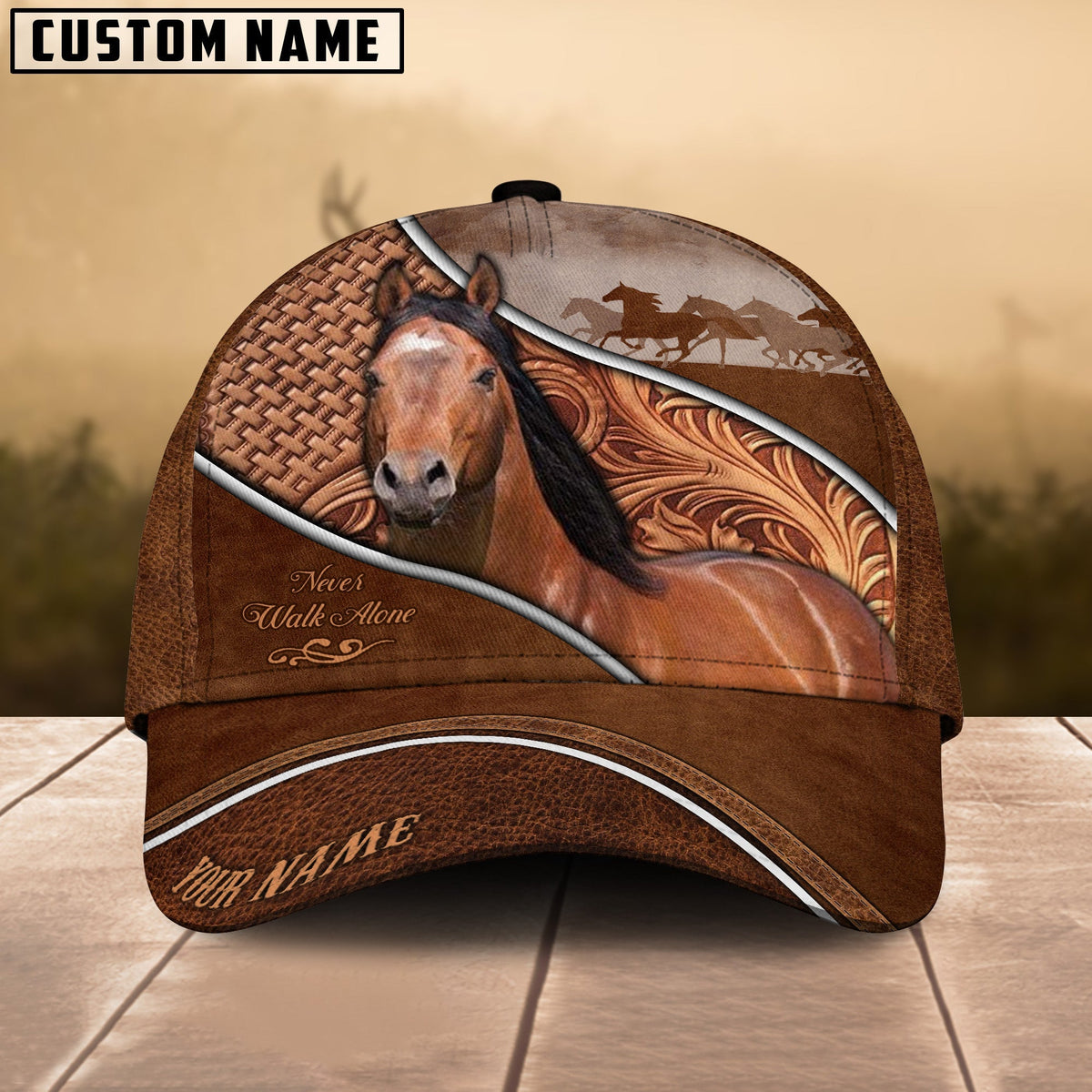 American Quarter Horse Never Walk Alone Personalized Name Cap
