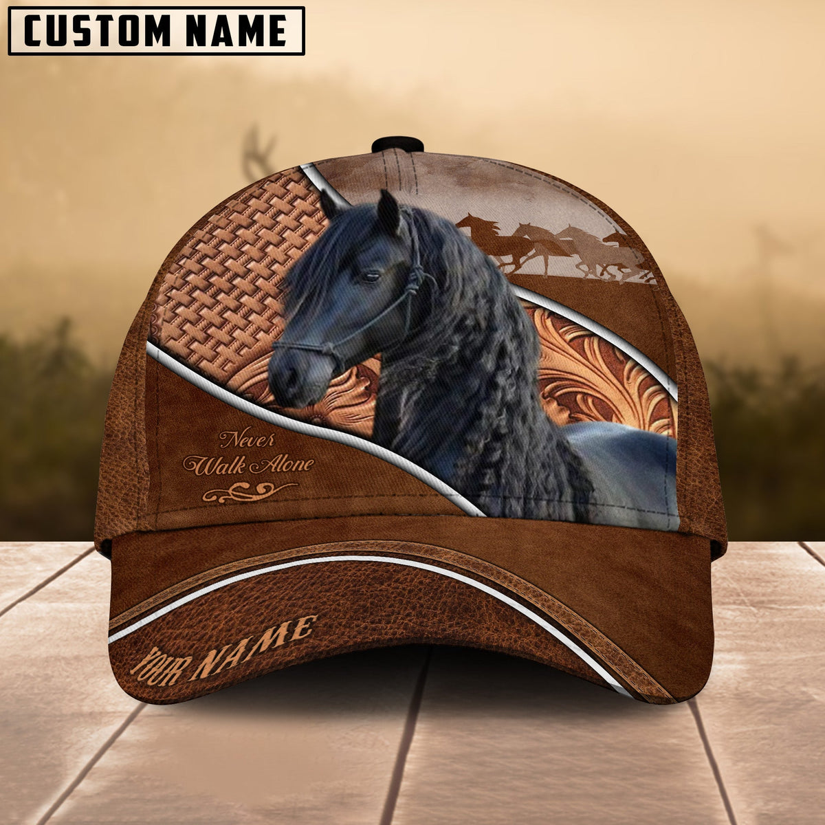 Friesian Never Walk Alone Personalized Name Cap