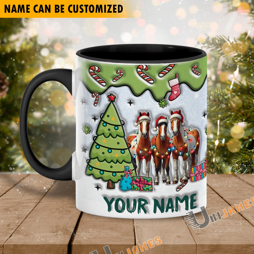 Horse Christmas Personalized Name Two Tone Mug