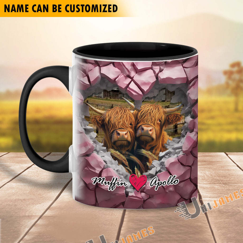 Highland Couple Personalized Name Two Tone Mug