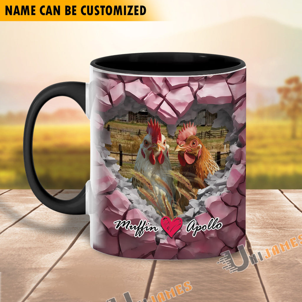 Chicken Couple Personalized Name Two Tone Mug