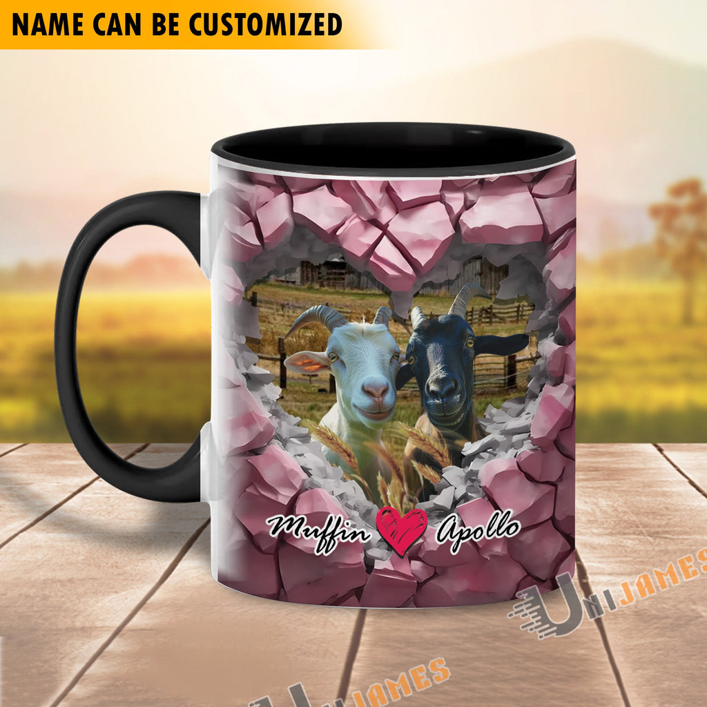 Goat Couple Personalized Name Two Tone Mug