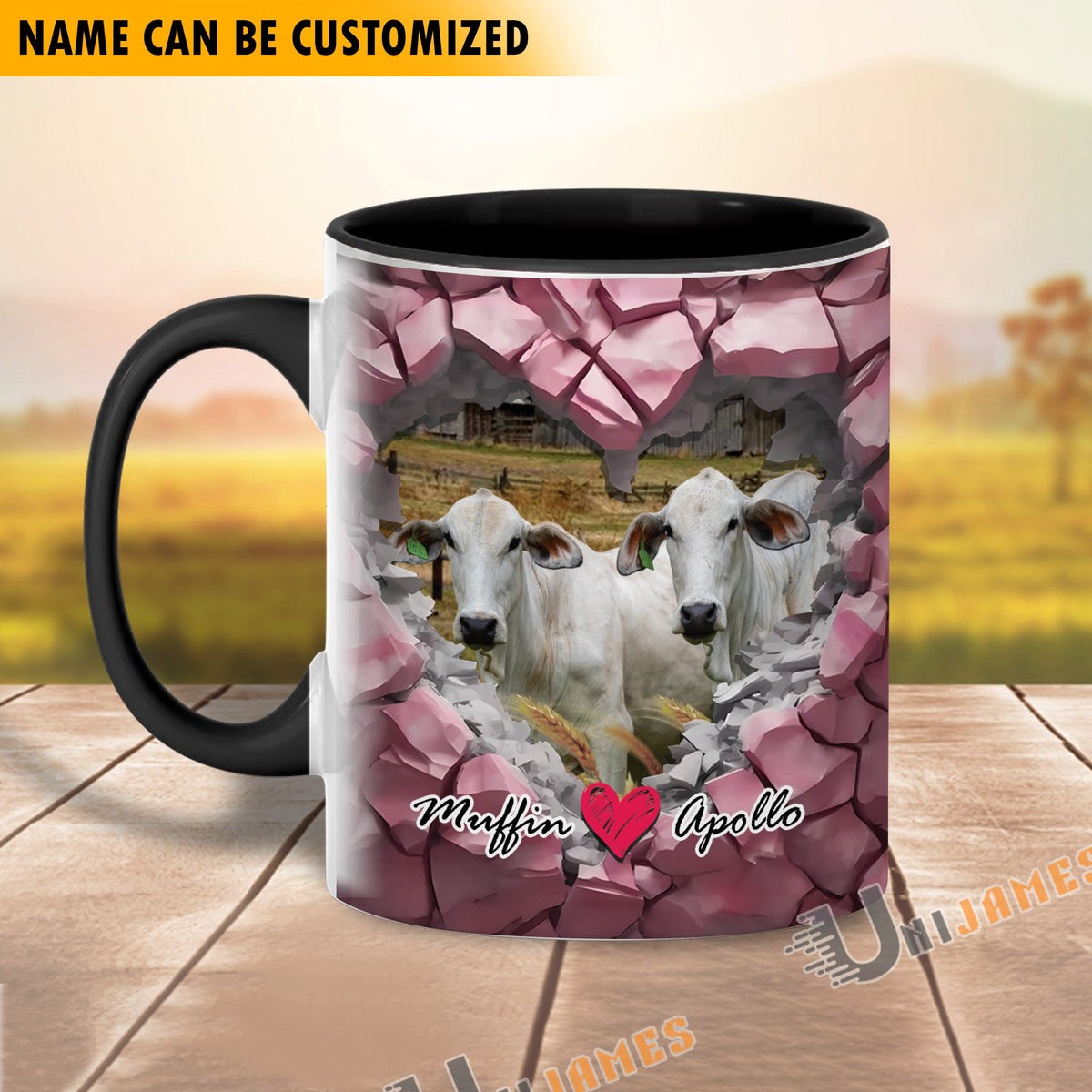 Brahman Couple Personalized Name Two Tone Mug