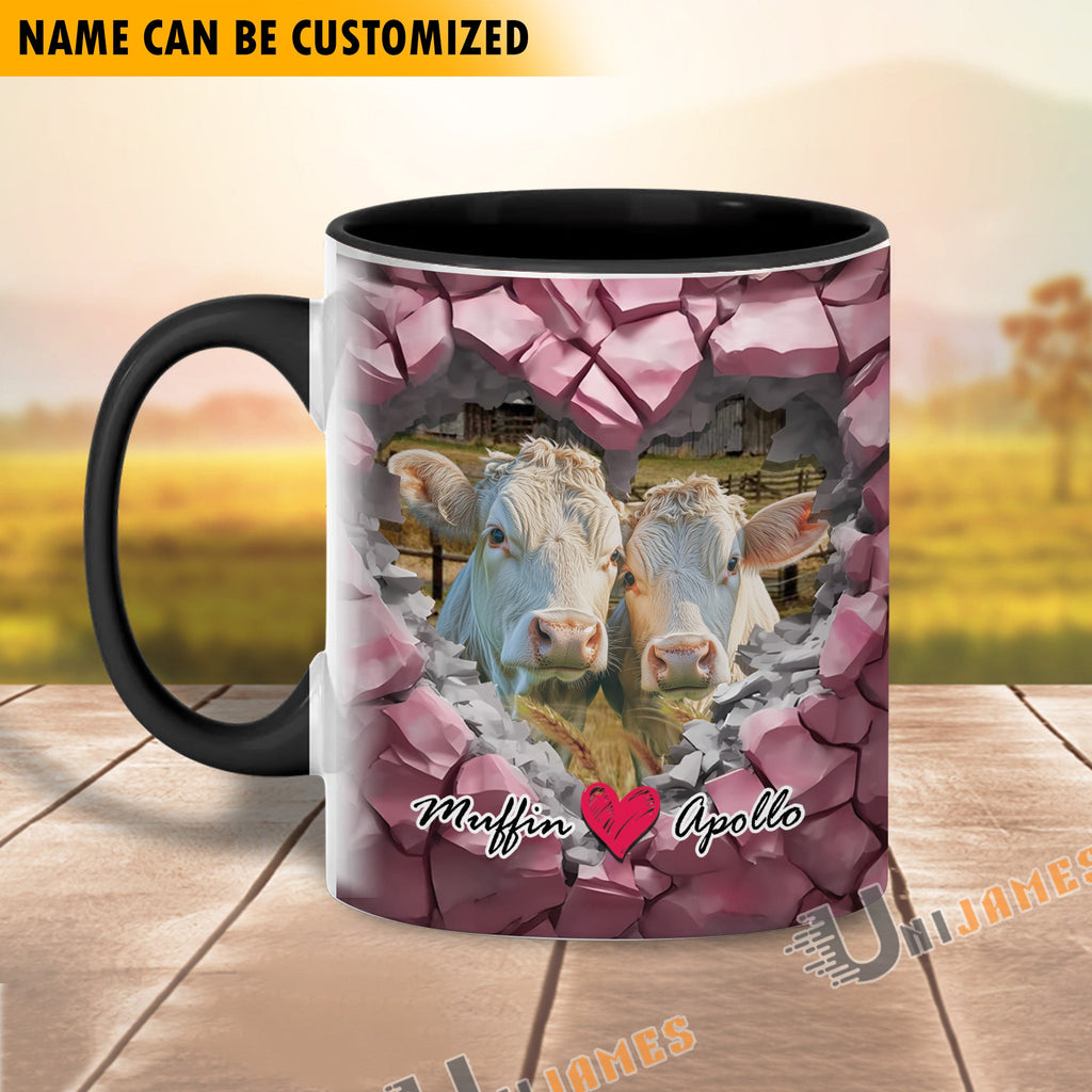 Charolais Couple Personalized Name Two Tone Mug