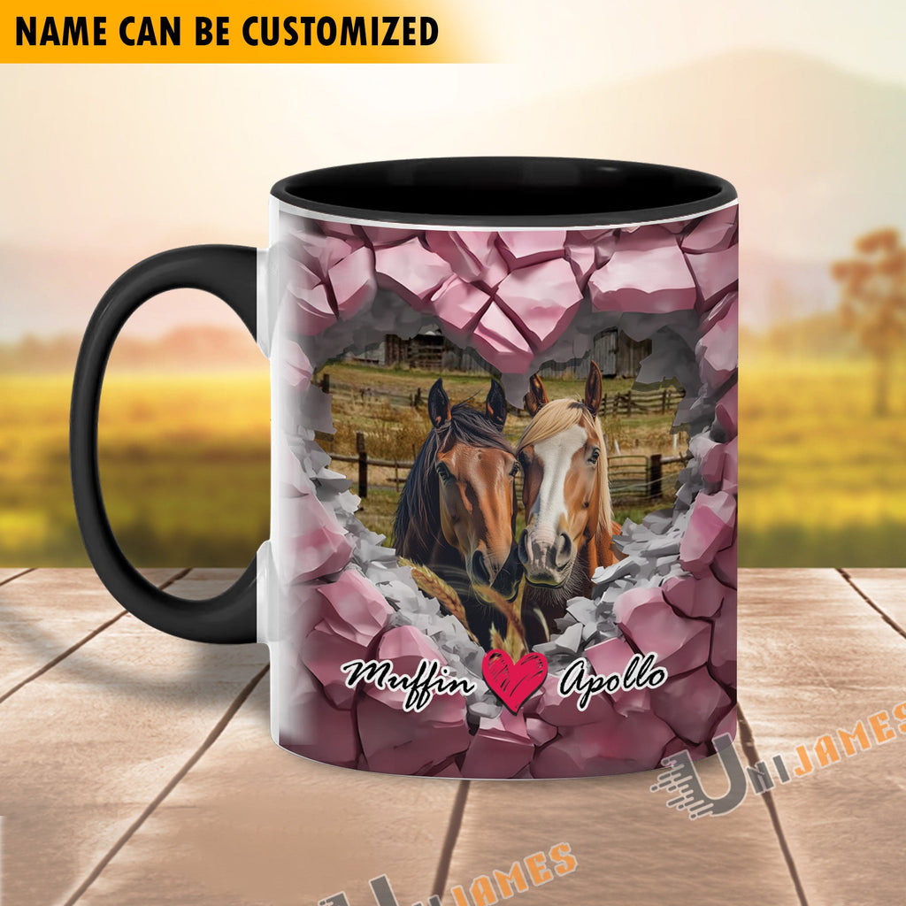 Horse Couple Personalized Name Two Tone Mug
