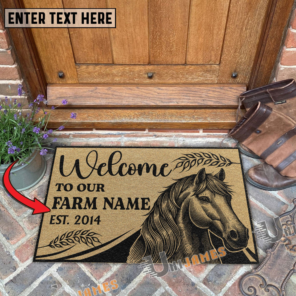 Horse Peekaboo Custom Farm Name Custom Year Coir Doormat