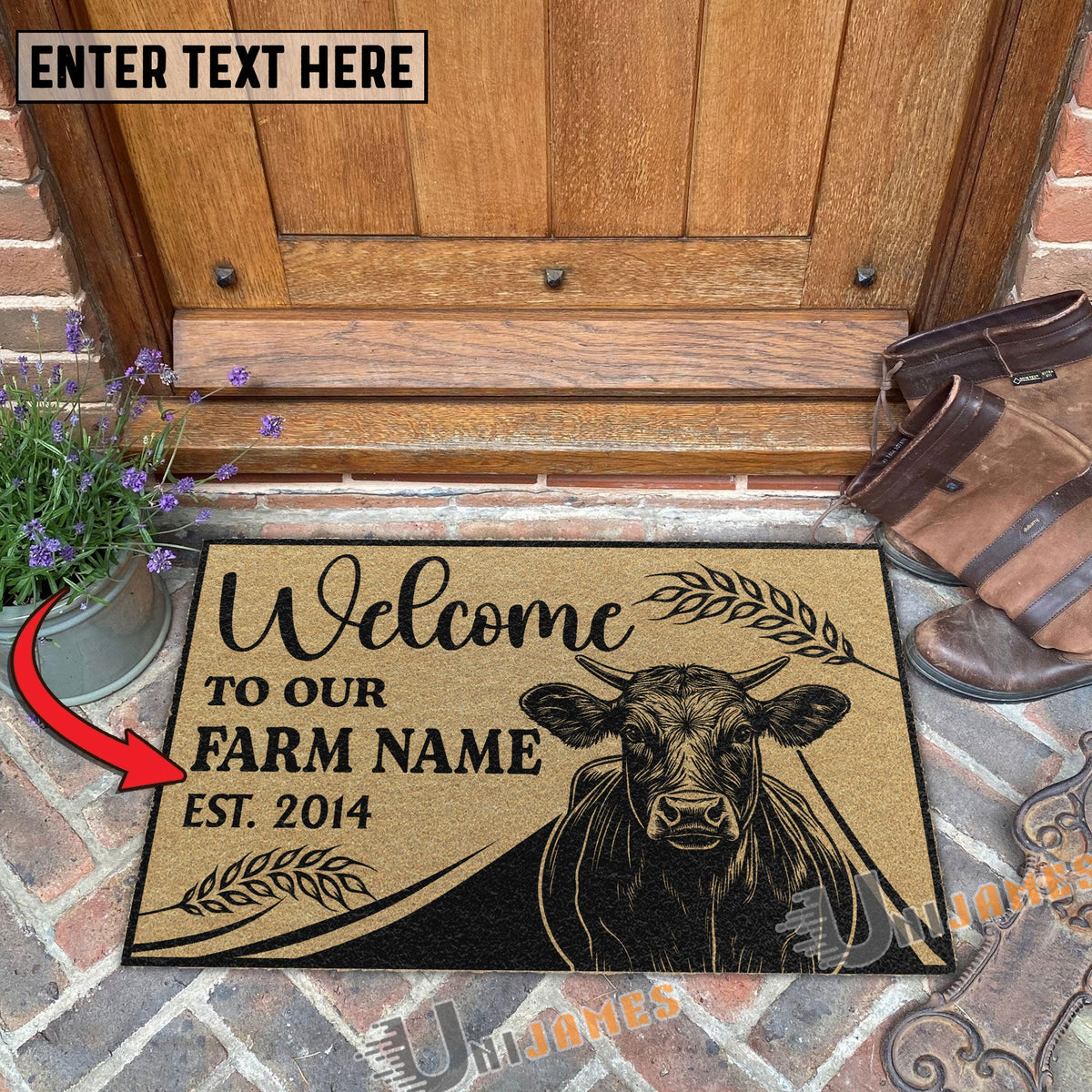 Dexter Peekaboo Custom Farm Name Custom Year Coir Doormat