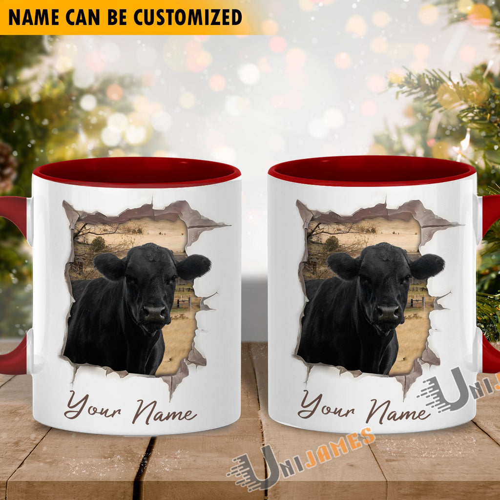 Black Angus Funny Personalized Name Two Tone Mug