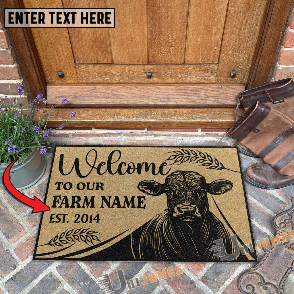 Jersey Peekaboo Custom Farm Name Custom Year Coir Doormat