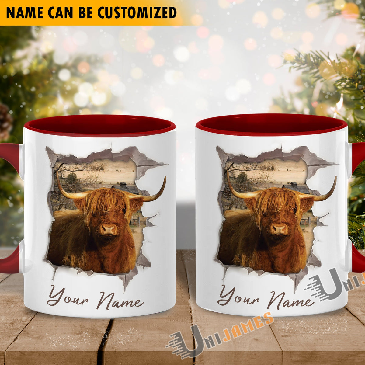 Highland Funny Personalized Name Two Tone Mug