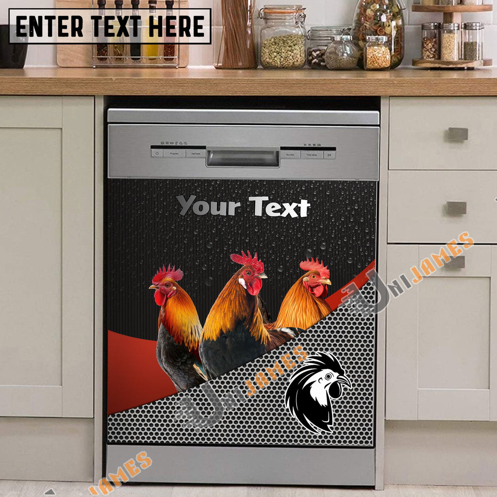 Chicken Cattle Metal Pattern Custom Name Dishwasher Door Cover