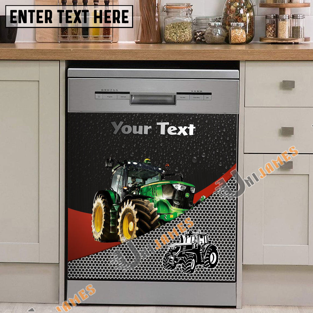 Tractor Cattle Metal Pattern Custom Name Dishwasher Door Cover