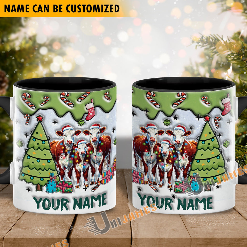 Hereford Christmas Personalized Name Two Tone Mug
