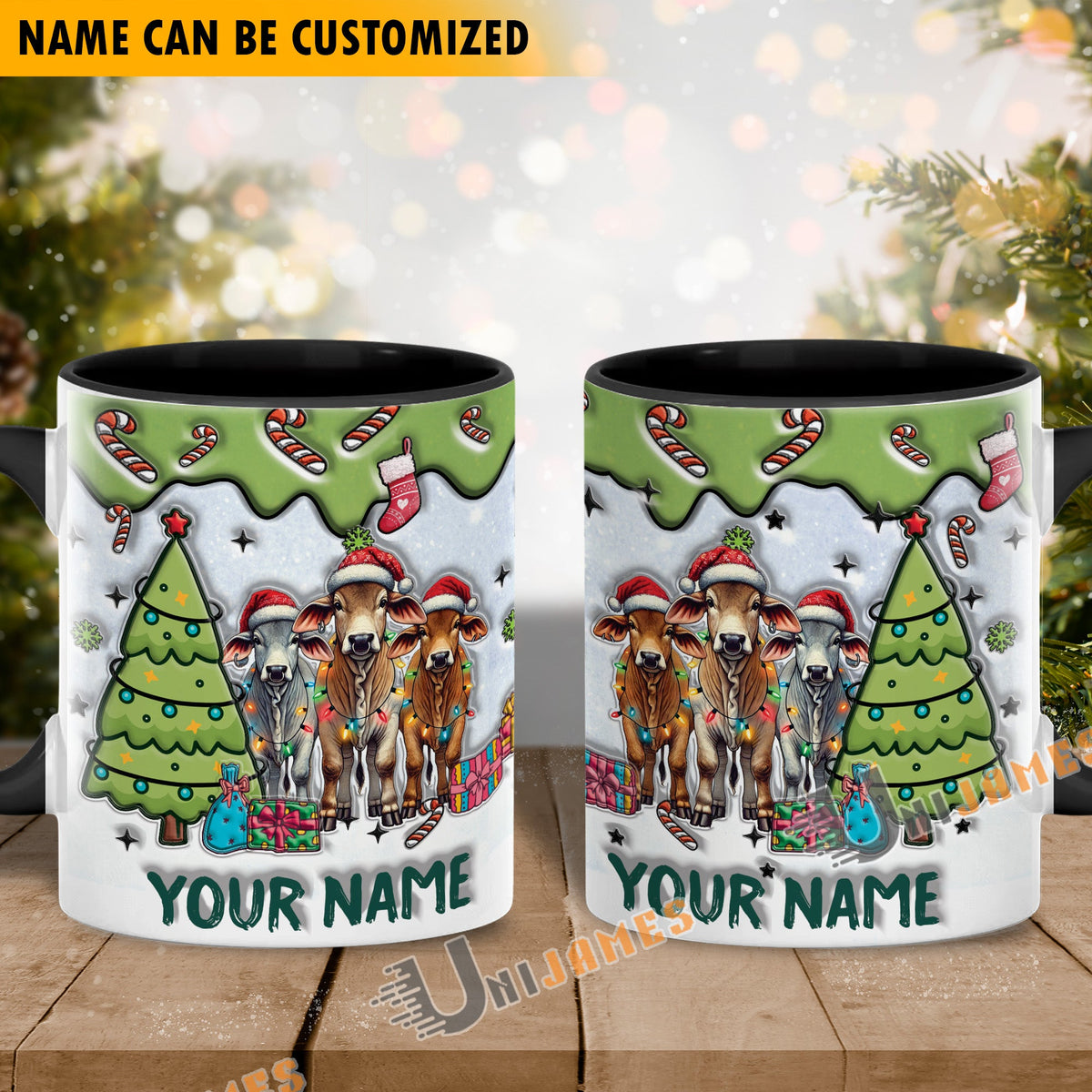 Beefmaster Christmas Personalized Name Two Tone Mug