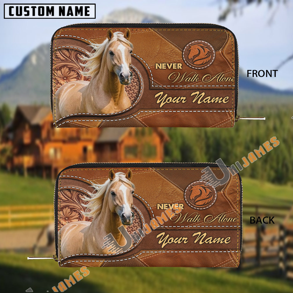 Palomino Never Walk Alone Custom Name 3D Leather Clutch