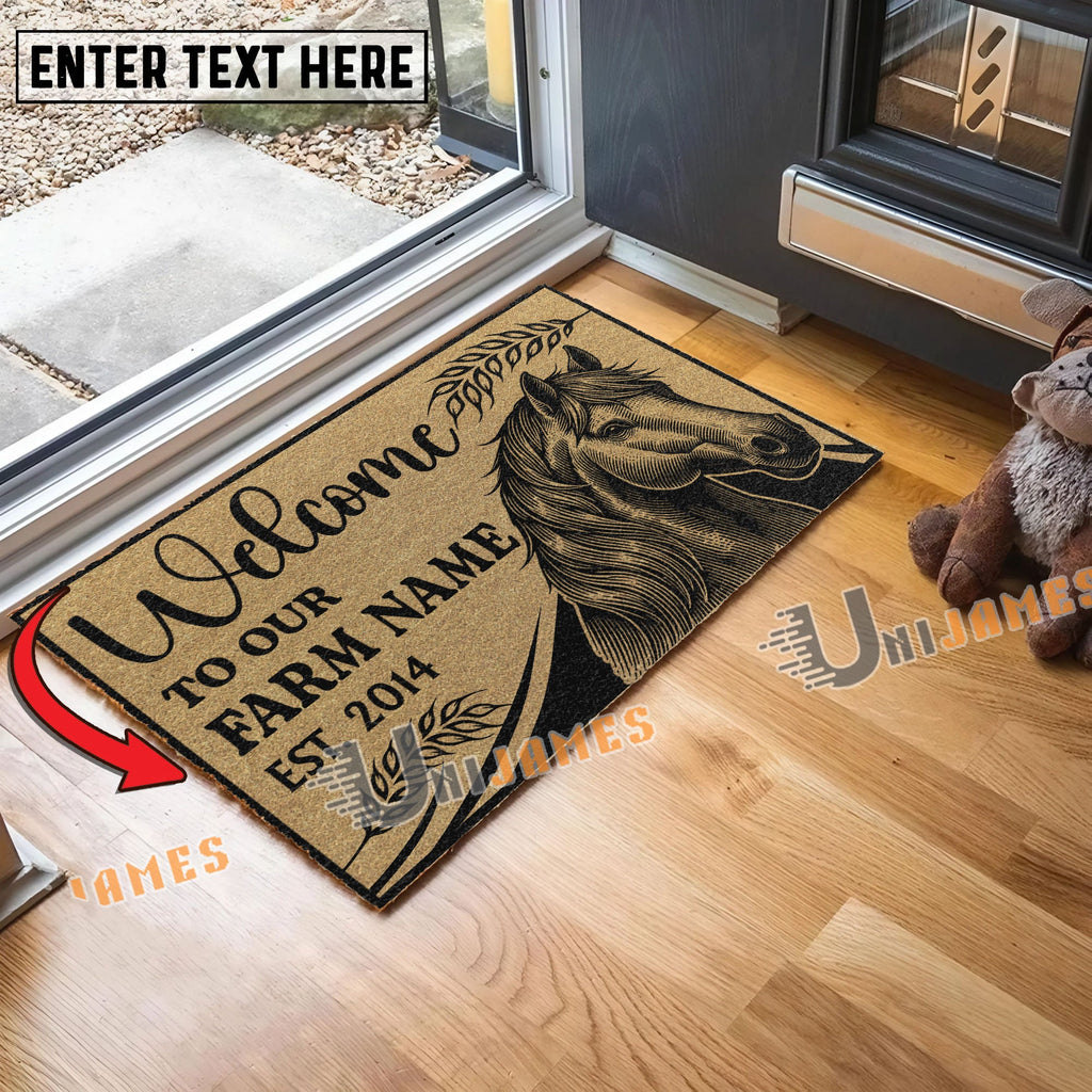 Horse Peekaboo Custom Farm Name Custom Year Coir Doormat
