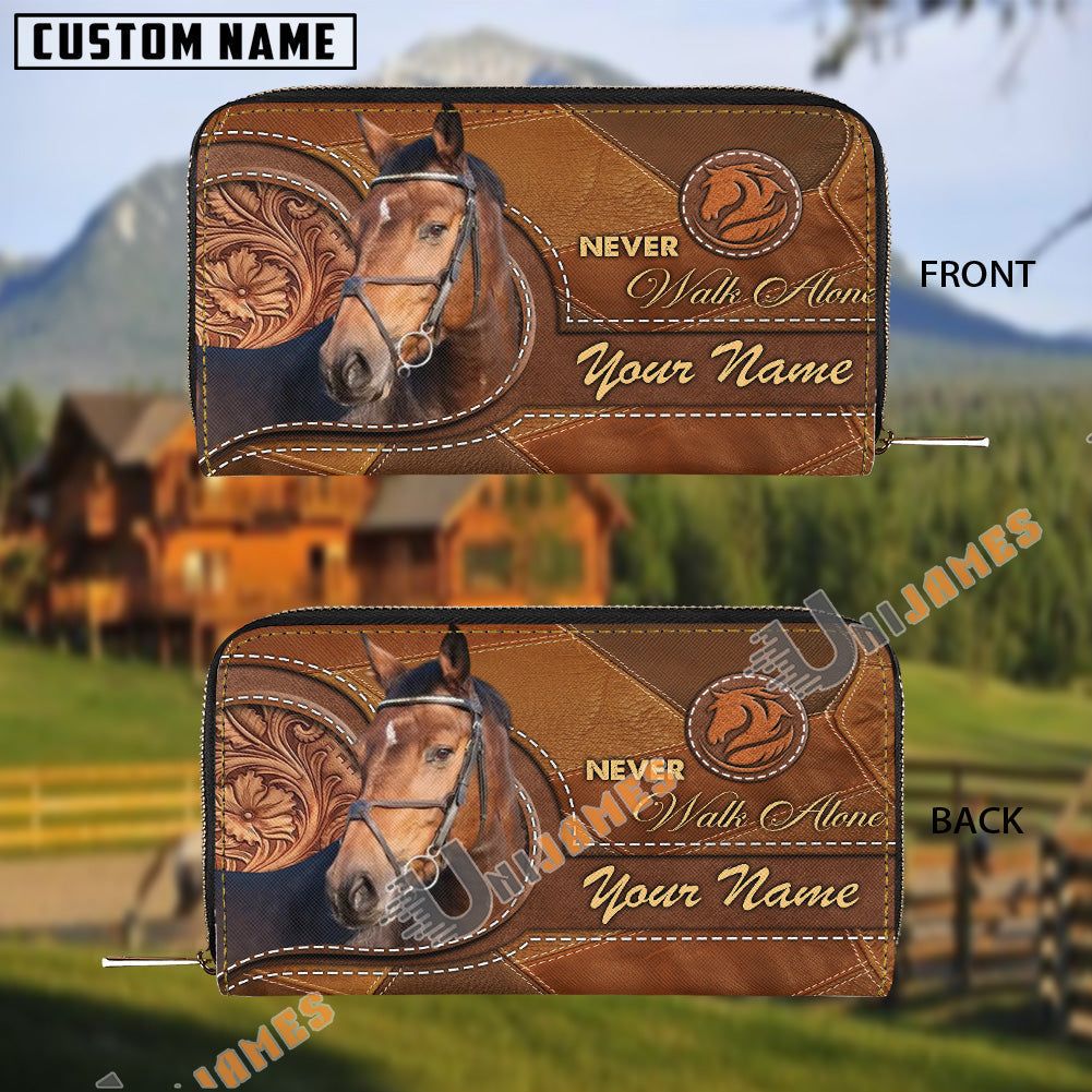 Warmblood Never Walk Alone Custom Name 3D Leather Clutch