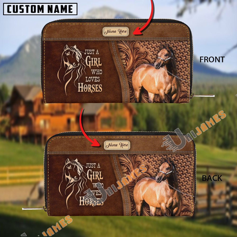 Just A Girl Who Loves Horses Personalized Leather Clutch