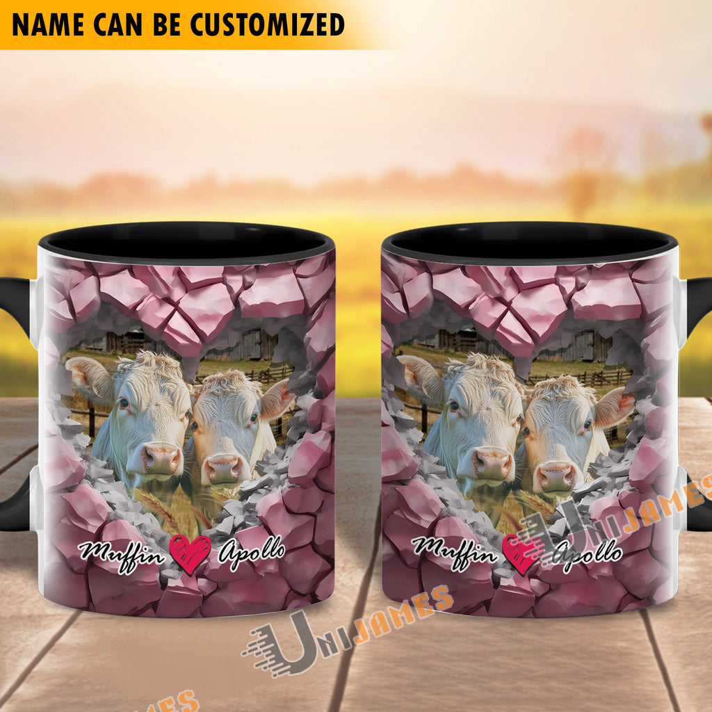 Charolais Couple Personalized Name Two Tone Mug