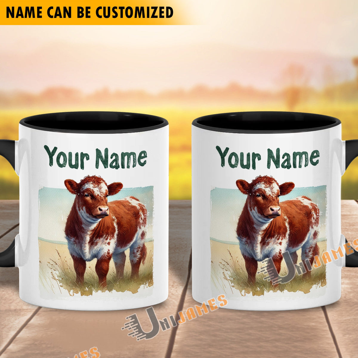Shorthorn Personalized Name Two Tone Mug