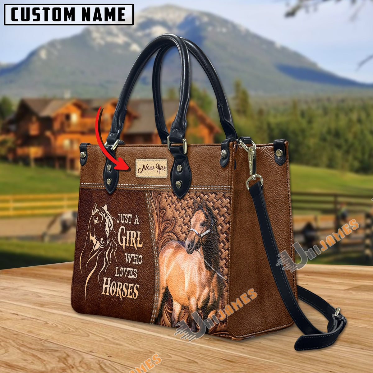 Just A Girl Who Loves Horses Personalized Leather Bag