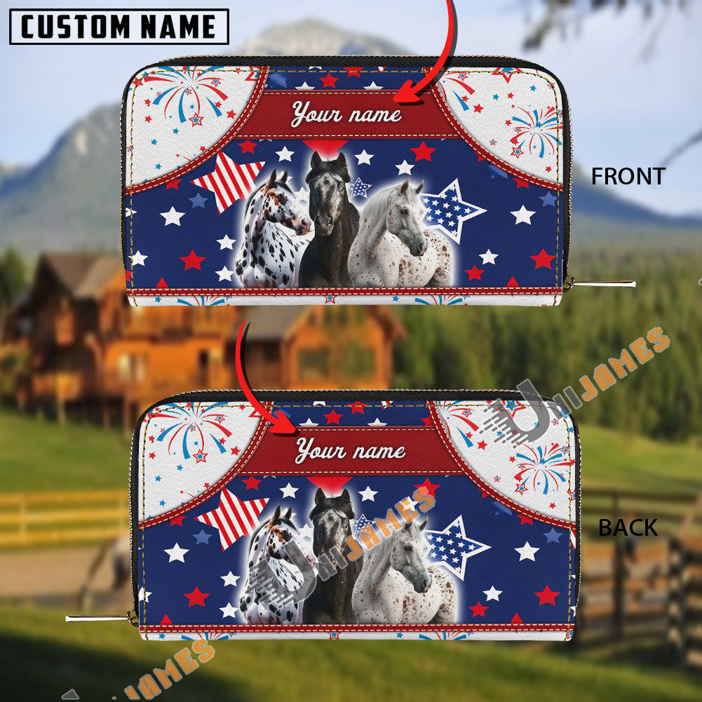 Appaloosa America Lover Custom Name 3D Leather Clutch