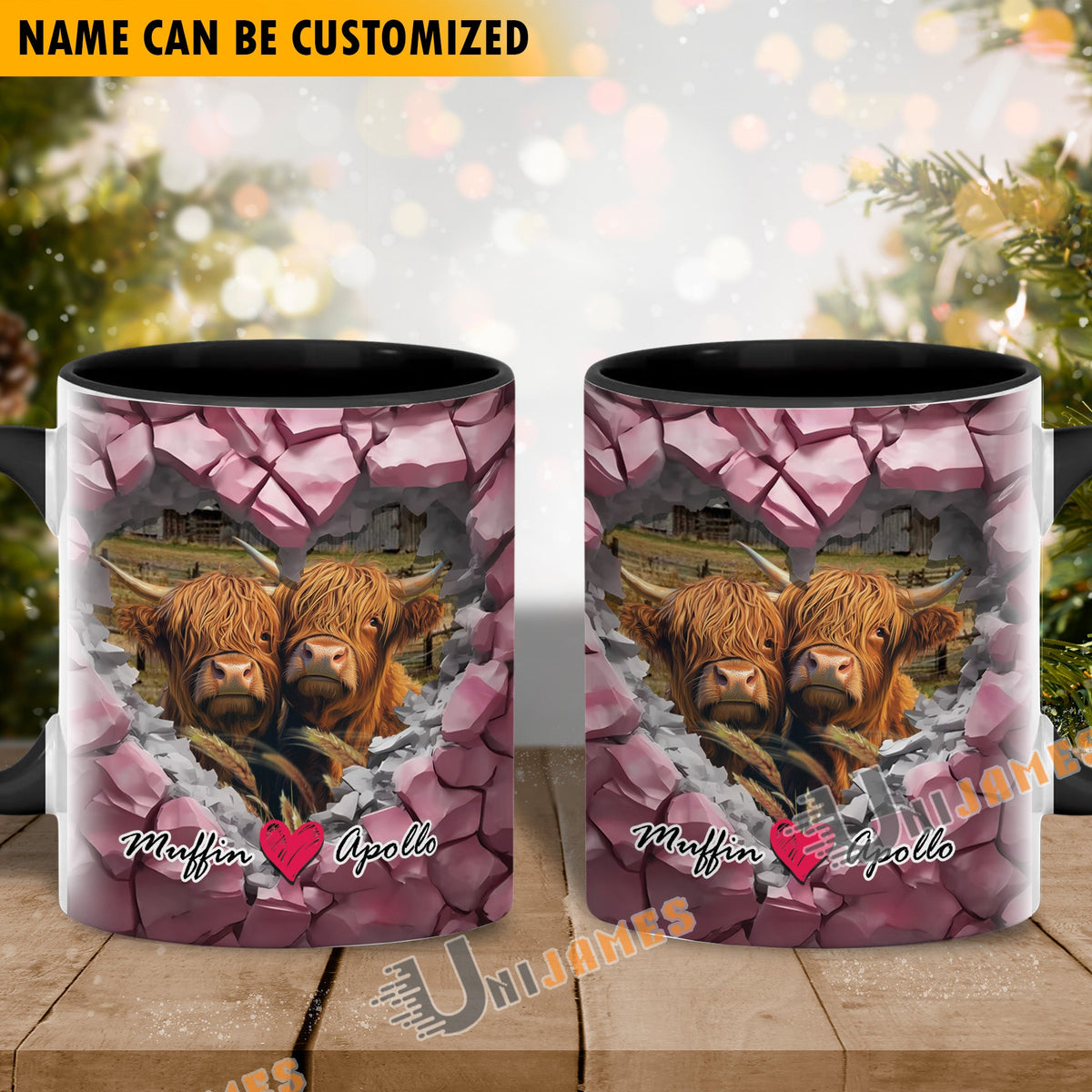 Highland Couple Personalized Name Two Tone Mug