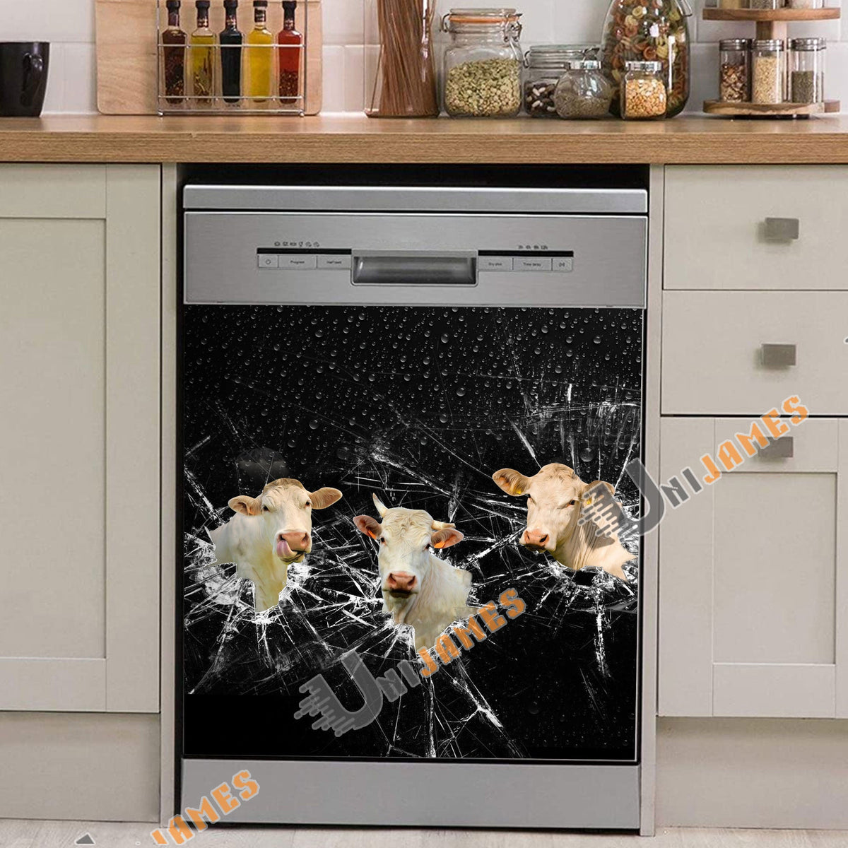 Charolais Broken Glasses Dishwasher Door Cover