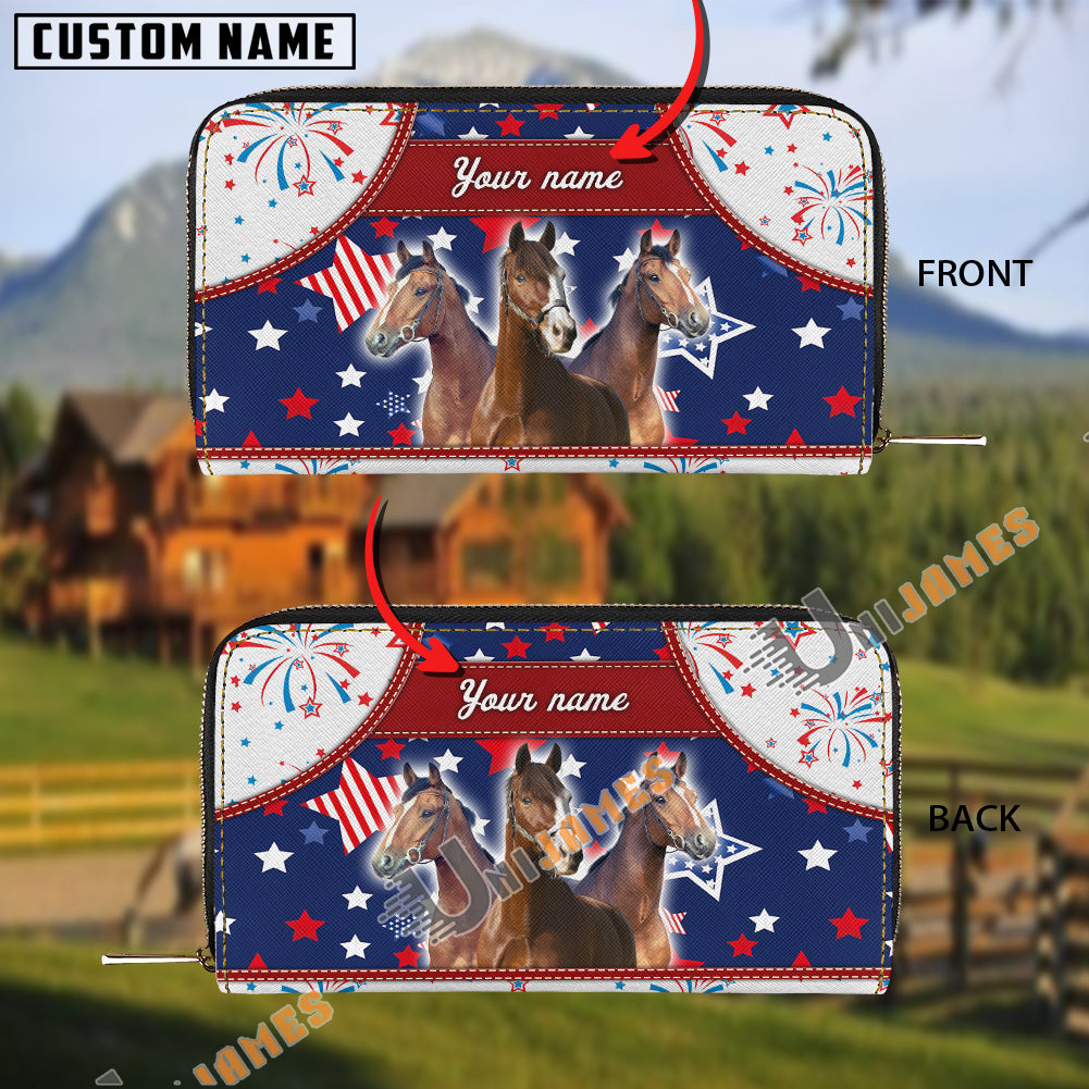 Warmblood America Lover Custom Name 3D Leather Clutch