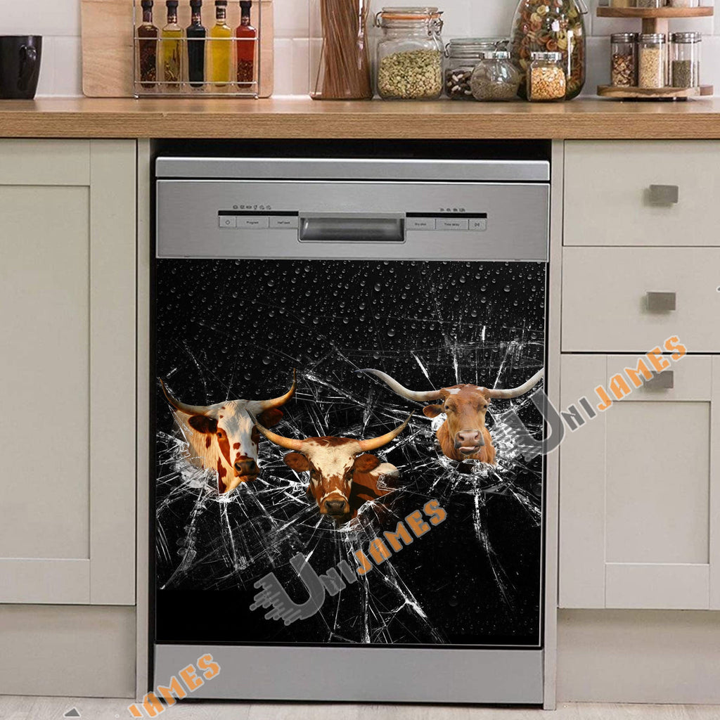 Texas Longhorn Broken Glasses Dishwasher Door Cover