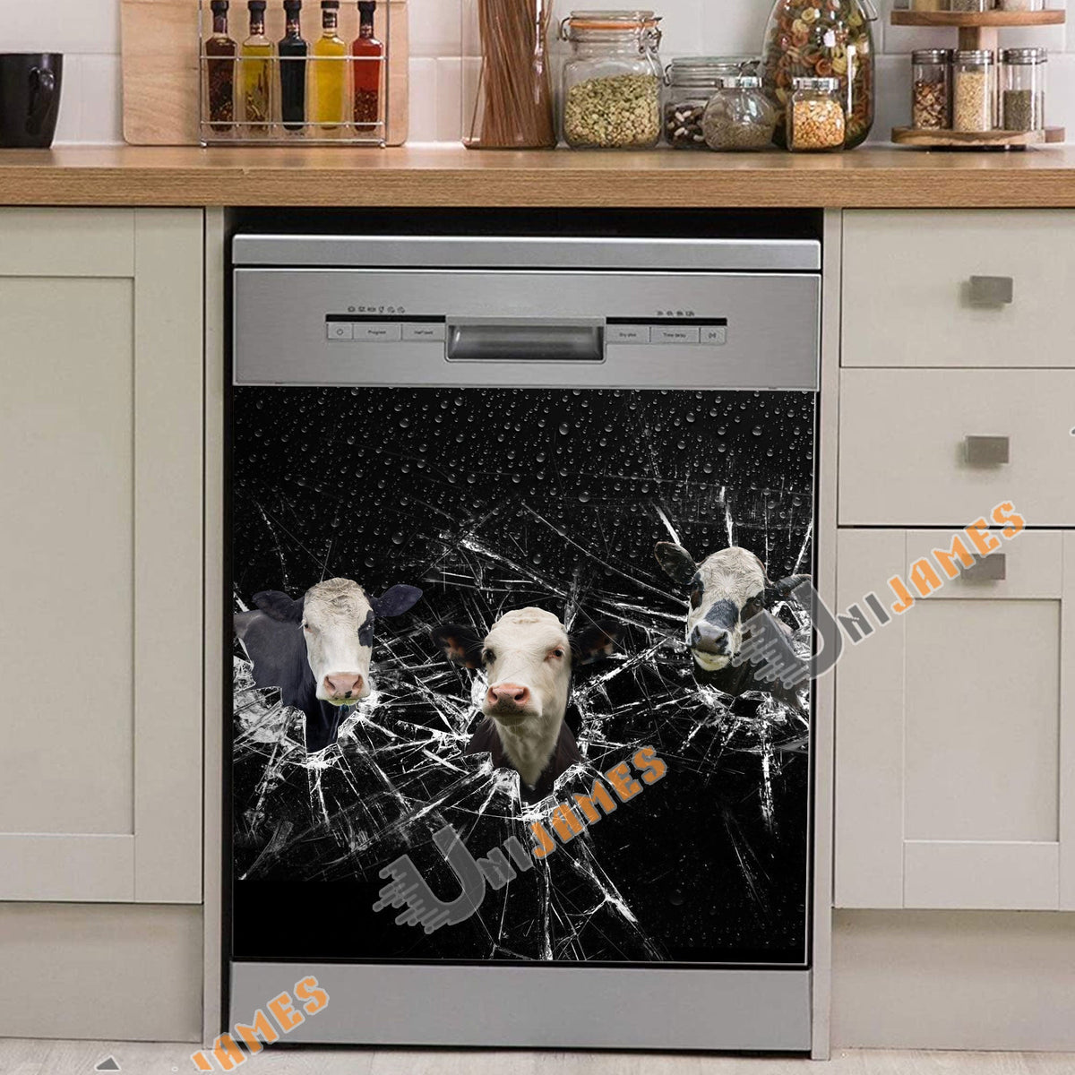 Black Baldy Broken Glasses Dishwasher Door Cover