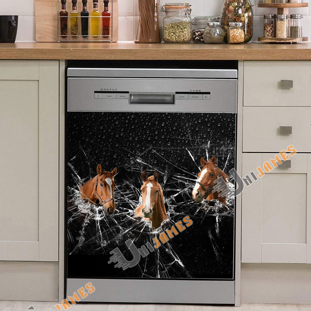 Horse Broken Glasses Dishwasher Door Cover