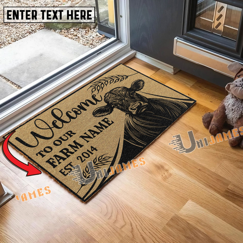 Jersey Peekaboo Custom Farm Name Custom Year Coir Doormat